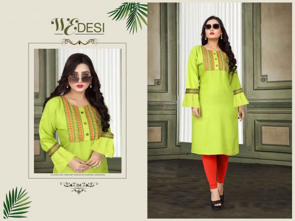 Aagya We Desi 4 Rayon Embroidery Fancy Kurti